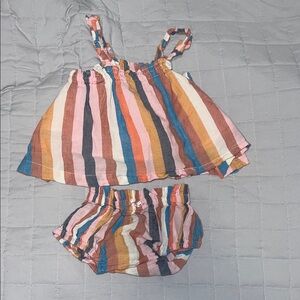 Pink Chicken Multicolor Striped Cotton Matching Set (6-12 months) 100% cotton
